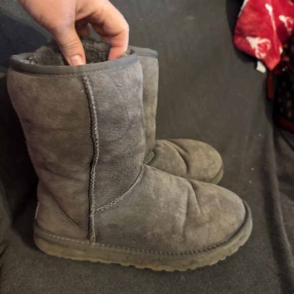 Grays Shoes - Ugg Australia Genuine Classic ShortBoots 7 US Women Dark Grey Leather Sheepskin